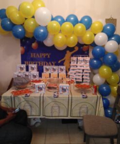 amscan Spalding Basketball Table Cover - 54" x 102", Blue/Red, 1pc 15 71JsugDyVaL