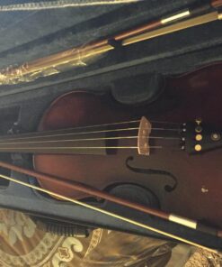 Mendini By Cecilio Violin - MV500+92D - Size 4/4 (Full Size), Black Solid Wood - Flamed, 1-Piece Violins w/Case, Tuner, Shoulder Rest, Bow, Rosin, Bridge & Strings - Adult, Kids Size: 4/4 (Full Size) 62 71JtNaKAq7L