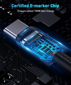 USB C Cable, Baseus 100W PD 5A QC 4.0 Fast Charging USB C to USB C Cable, Zinc Alloy Nylon Braided USB Type C Charger Cable for iPhone 15/Pro/Plus/Pro Max, MacBook, iPad Pro/Air/Mini, Samsung S23/S22+ 3.3ft Black 12 71Ju31KF6QL