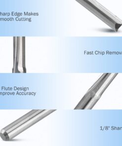 HQMaster Router Bits Straight End Mill Milling Cutter Endmill 2 Flutes CNC Cutting Carbide Tungsten Steel Straight Slot Bit, Pack of 10 (3.175 x 17 x 38.5mm) 3.175 x 17 x 38.5mm 12 71JuY3 9nbL