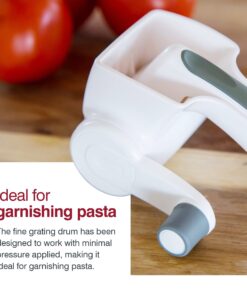 Zyliss Professional Cheese Grater, NSF Certified - Rotary Cheese Grater - Handheld Cheese Grater with Handle - Vegetable, Chocolate, Hard Cheese & Nut Grater - White Restaurant Cheese Grater 26 71Jvbd8D7eL 1