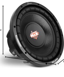 Lanzar 12in Car Subwoofer Speaker - Black Non-Pressed Paper Cone, Stamped Steel Basket, Dual 4 Ohm Impedance, 1600 Watt Power and Foam Edge Suspension for Vehicle Audio Stereo Sound System - MAXP124D 18 71JvyoBbqhL