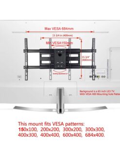 VideoSecu MW380B5 Full Motion Articulating TV Wall Mount Bracket for Most 37"-70" LED LCD UHD Plasma HDTV Up to 125 lbs with 684x400 600x400 400x400 150x100mm, Dual Arm Pulls Out Up to 14" AW9 49 71Jw40Df3AL