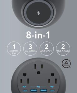 Anker Magnetic Desktop Charging Station(MagGo), 637 Wireless Charger for iPhone13/12, 8-in-1 Power Strip with 3 AC,2 USB A,and 2 C,Max 65W Delivery Accessory MacBook Pro Interstellar Gray 20 71JwcH sR7L