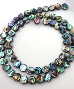 Alternative view of 6mm Natural Abalone Shell Flat Coin Beads Strand 16 Inch Jewelry Making Beads 6mm
