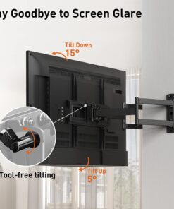 Perlegear Corner TV Wall Mount for Most 26-60 inch TVs up to 99 lbs, Full Motion Corner TV Mount with Dual Articulating Arms, Corner TV Bracket with Swivel Tilt Extension, Max VESA 400x400mm, PGCMF4 32 71JxS8defKL