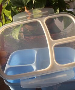 Leakproof, 3 Compartment, Bento Lunch Box, Airtight Food Storage Container (1 Pc) - Blue 69 71JxZKZz4IL