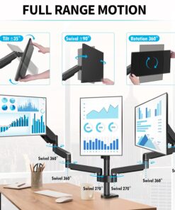 MOUNTUP Triple Monitor Stand Mount - 3 Monitor Desk Mount for Computer Screens Up to 27 inch, Triple Monitor Arm with Gas Spring, Heavy Duty Monitor Stand, Each Arm Holds Up to 17.6 lbs, MU0006 Black 28 71Jy5prM9LL
