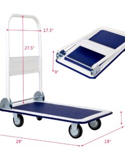 Giantex 10 Costway Platform Cart Dolly Folding Foldable Moving Warehouse Push Hand Truck, 330lbs Weight Capacity, Blue 18 71JzsC ZmEL
