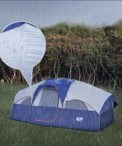 CAMPROS CP Tent 8 Person Camping Tents, Weather Resistant Family Tent, 5 Large Mesh Windows, Double Layer, Divided Curtain for Separated Room, Portable with Carry Bag Blue 32 71K 8yEC0 L
