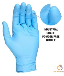 Superior Glove KeepKleen Contour Work Nitrile Gloves (100 Count) Latex Free Glove, Disposable Gloves, Powder Free, 9" Length - RDCNPF (Medium) Medium (100 Count) Blue 19 71K ZVPkLrL