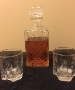 Bormioli Rocco Selecta Collection Whiskey Gift Set – Sophisticated Etched 33.75oz Decanter & 6 9.5oz Glass Tumblers With Starburst Detailing – For Whiskey, Bourbon, Scotch & Liquor 7 Piece Set Standard Packaging 38 71K0 XJMZhL