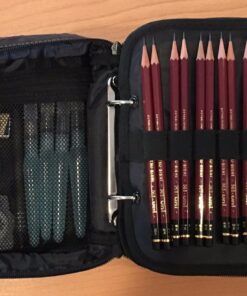Derwent Pencil Case, Canvas Carry-All Bag Pencil Holder with Removable Shoulder Strap, Holds up to 132 Pencils and Supplies (2300671) , Brown Carry All 132 Capacity 43 71K0yQBSQXL