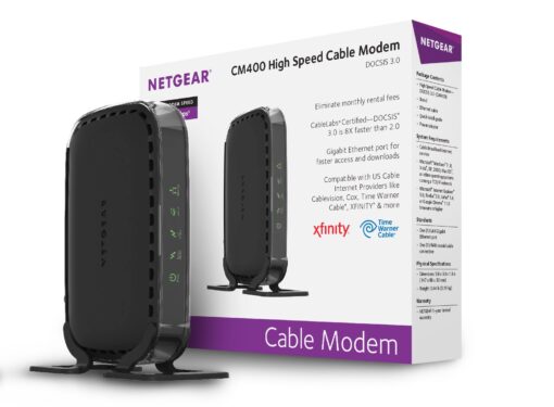 NETGEAR Cable Modem CM400 Compatible with Cable Providers Xfinity by Comcast, Spectrum, Cox | For Cable Plans Up to 100 Mbps | DOCSIS3.0, Black (CM400-100NAS) DOCSIS 3.0