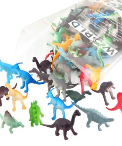 82 Piece Mini Dinosaur Toy Set for Dino Party Favor Supplies Birthday Cupcake Toppers - Assorted Vinyl Plastic Figure Toys for Kids Toddler Pinata Filler School Carnival Prize Bulk Goodie Bag Stuffers 25 71K1awsgHtL