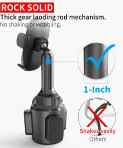 APPS2Car Solid Cup Holder Phone Mount for Car Truck with Quick Extension Long Arm Fast Swivel Adjustable Height 360 Rotatable Low Profile Universal Mobile Mount Compatible with All Cell Phone iPhone Black 20 71K37A0e5mL