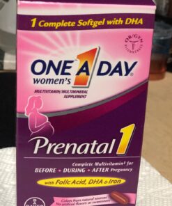 One A Day Women's Prenatal 1 Multivitamin Including Vitamin A, Vitamin C, Vitamin D, B6, B12, Iron, Omega-3 DHA & more, Tablet,Softgels, 60 Count - Supplement for Before, During, & Post Pregnancy No Artificial Flavor 60 Count (Pack of 1) 20 71K4gDNoVIL