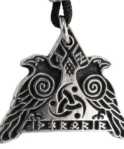 Pewter Odin's Ravens with Valknut Pendant - Huginn and Muninn Crow Necklace 13 71K5NpnisIL