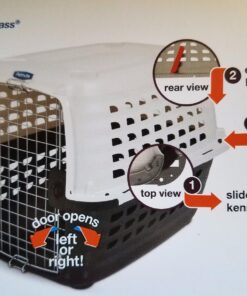 Petmate Compass Fashion Kennel Cat and Dog Kennel, 10-20 lb., Pearl White/Black, Made in USA 20.0"L x 12.5"W x 13.5"H 44 71K5QbSCqL
