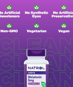 Natrol Melatonin 5mg, Strawberry-Flavored Dietary Supplement for Restful Sleep, 90 Fast-Dissolve Tablets, 90 Day Supply 19 71K69JUyQpL