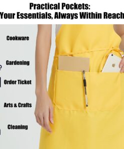 NOBONDO 12 Pack Bib Apron - Unisex Black Apron Bulk with 2 Roomy Pockets Machine Washable for Kitchen Crafting BBQ Drawing 26 71K6ggRXQAL