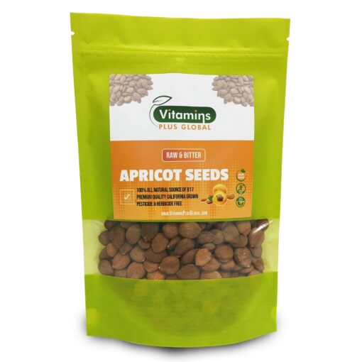 Bitter Apricot Seeds / Kernels, Natural Source of Vitamin B17, Large and Raw, Vegan, Non GMO California Grown, Pesticide Free, Herbicide Free, In a Recyclable Stay Fresh Resealable Pouch 1lb