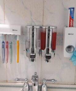 iLifeTech Hands Free Toothpaste Dispenser, Bathroom Toothbrush Holder, Automatic Toothpaste Squeezer and Holder Set (5 Brush Holder), White 40 71K7ECmGk4L