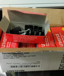 UNIVERSAL OFFICE PRODUCTS 10199VP Mini Binder Clips, Steel Wire, 1/4quot; Capacity, 1/2quot; Wide, Black/Silver, 144/Pack 6 71K7Y4U4MjL