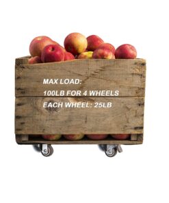 bayite 4 Pack 1" Low Profile Casters Wheels Soft Rubber Swivel Caster with 360 Degree Top Plate 100 lb Total Capacity for Set of 4 (2 with Brakes & 2 Without) 34 71K9G0HOTAL