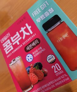 KAYFOOD Daily Kombucha Powder Tea 5g x 20 sticks (100g/3.52oz) with Bottle Sugar Free Diet Tea (SevenBerry Bottle Set) SevenBerry Bottle Set 8.45 Ounce (Pack of 20) 27 71K9mmx5eKL