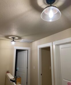 CLAXY Vintage Metal Glass Ceiling Light 1-Light Pendant Lighting Chandelier Oil-Rubbed Bronze 37 71KC4javimL