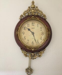 Elegant, Traditional, Decorative, Hand Painted Modern Grandfather Wall Clock W/Swinging Pendulum for New Room or Office. Color Brown & Bronze. Large. 24 Inch. 19 71KC6E6xGML