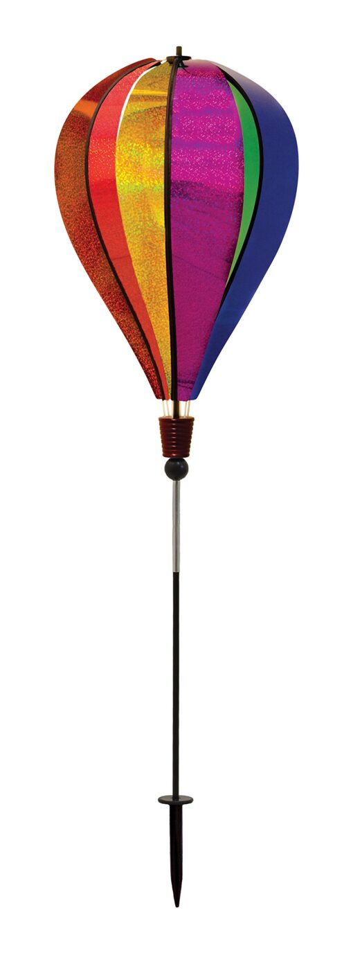 In the Breeze Rainbow Glitter 6-Panel Hot Air Balloon Ground Spinner