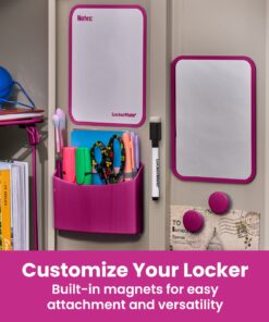 LockerMate 7-Piece Locker Organizer Kit, Includes Locker Shelf, Mirror, Whiteboard, Storage Cup & Dry Erase Marker, Pink 10 71KCVc6GZJL