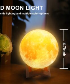 ZHOPPY Moon Lamp, 4.8Inches 16 Colors LED Night Light 3D Printing Moon Light with Stand & Remote/Touch Control and USB Rechargeable, Moon Light Lamps for Kids Friends Lover Christmas Gifts 4.8in Multi-colored 9 71KCgpNHyML