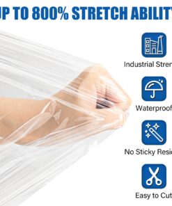 Green Moon 4PCS Stretch Wrap 18’’ 1500ft 80 Gauge Industrial Strength Shrink Wrap Roll Plastic Wrap Film for Moving Shipping Pallet Furniture 9 71KDOn f1qL