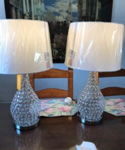 Possini Euro Design Kasey Modern Table Lamp 27" Tall Clear Acrylic Beaded Chrome Silver White Tapered Drum Shade for Bedroom Living Room House Home Bedside Nightstand Office Entryway Kids Family Acrylic Gourd Single 23 71KDqF96L