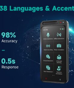 Alternative view of HASLED Instant Two-Way Language Translator Device, High Accuracy Real Time Translator with 138 Languages, Portable Online Offline Translation for Business Learning Travel (Black) Z6 Black
