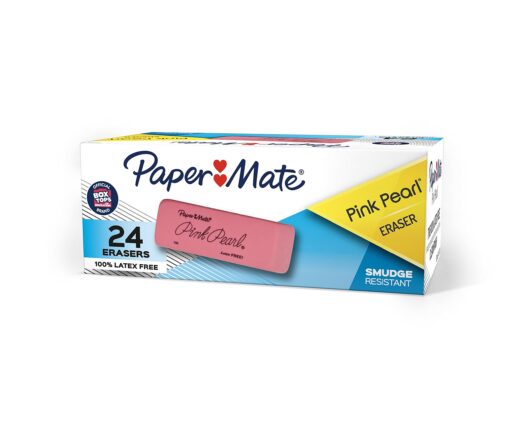 Paper Mate Pink Pearl Erasers, Medium, 24 Count 24 Count (Pack of 1)