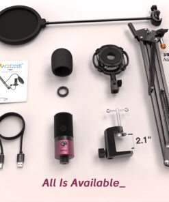 Alternative view of FIFINE Podcast Microphone Kit-USB PC Computer Recording Microphone, Condenser Mic Set for Streaming, Gaming, Voice-Over, Meeting, with Arm Stand, Shock Mount, Pop Filter-T669 Rose Red