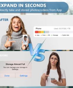1000GB Flash Drive for Phone, USB 3.0 Photo Stick Compatible with Phone/Pad/Android/PC, External Flash Expandable Photo Storage Drive, Drive Memory Stick Photosticks for Pictures, Black 1000GB-BLACK 10 71KHKgShRL