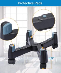 Computer Tower Stand, HUANUO CPU Holder Desktop Stand Desktop ATX-Case Mobile Cart Holder Adjustable Width with 4 Caster Wheels, Fits Most Computer Cases Under Desk, Black 14 71KI4r56jvS