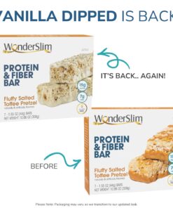 WonderSlim Protein & Fiber Bar, Salted Toffee Pretzel, 15g Protein, 7g Fiber, Gluten Free (7ct) 10 71KIfjVqOL