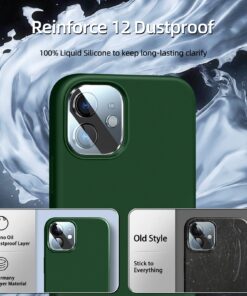 JTWIE [5 in 1 for iPhone 12 Phone Case/iPhone 12 Pro Phone Case with Screen Protector and Camera Lens Protector, Liquid Silicone Phone Case for iPhone 12 Pro (Alpine Green)… Alpine Green 23 71KJ0FFLUiL