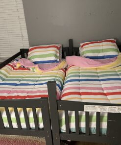 Amazon Basics Kid's Easy Care Microfiber Bed-in-a-Bag 5-Piece Bedding Set, Twin, Rainbow Stripe, Striped 17 71KJM1K6nRL