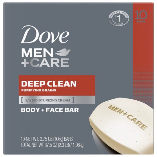 Dove Men+Care Men's Bar Soap More Moisturizing Than Bar Soap Deep Clean Soap Bar that Effectively Washes Away Bacteria, Nourishes Your Skin, 3.75 Ounce (Pack of 10) 3.75 Ounce (Pack of 10)