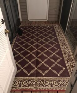 Stylish Camping 116095 6-feet by 9-feet Reversible Mat, Plastic Straw Rug, Large Floor Mat for Outdoors, RV, Patio, Backyard, Picnic, Beach, Camping (Burgundy/Beige) 6'x9' Burgundy/Beige 29 71KK4wSe1XL