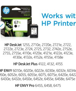 HP 67XL Black High-yield Ink Cartridge | Works with HP DeskJet 1255, 2700, 4100 Series, HP ENVY 6000, 6400 Series | Eligible for Instant Ink | 3YM57AN 17 71KKFMISK8L