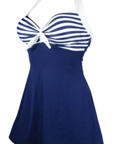 COCOSHIP Vintage Sailor Pin Up Swimsuit Retro One Piece Skirtini Cover Up Swimdress(FBA) Large Navywhite(fast Ship) 25 71KLGEO9reL 1