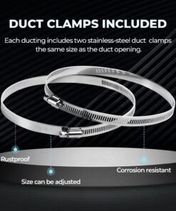 iPower 6 Inch 8 Feet Non-Insulated Flex Air Aluminum Ducting Dryer Vent Hose for HVAC Ventilation, 2 Clamps included, Silver 6 in 8 ft 1 Pack 11 71KLVkrD3wL